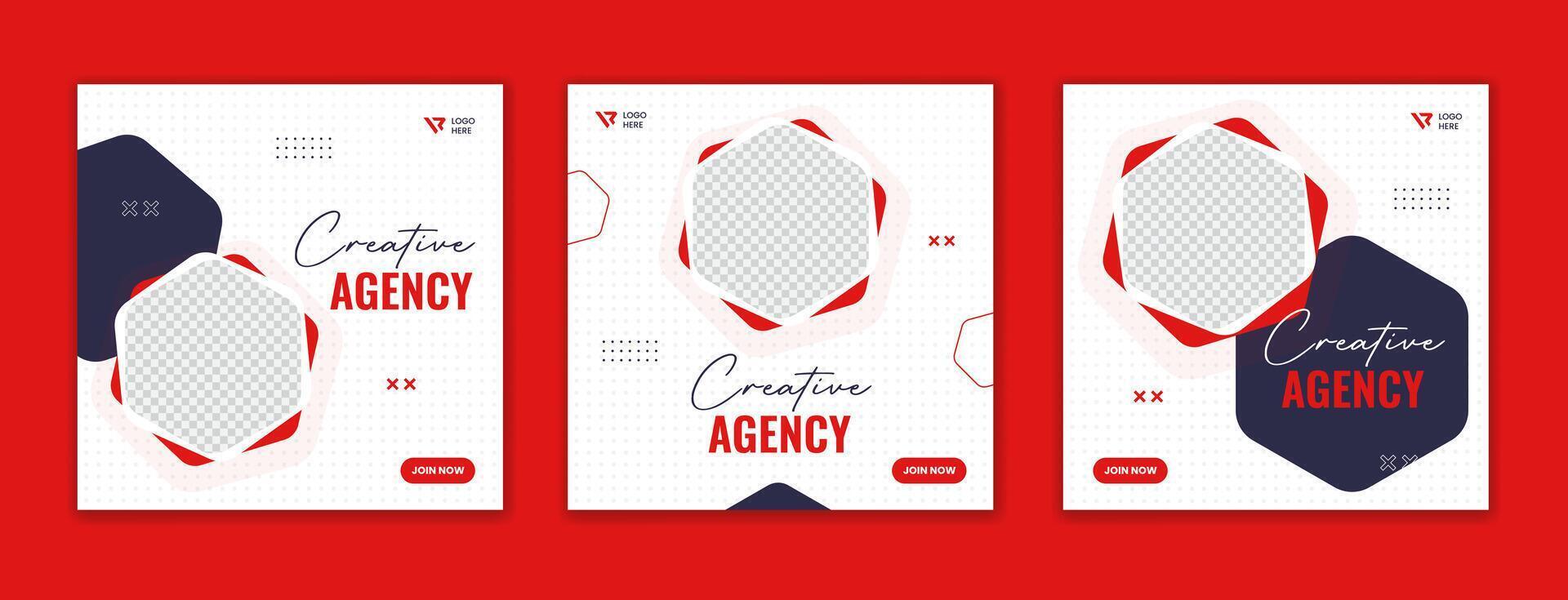 rojo hexágono forma corporativo social medios de comunicación enviar diseño, negocio agencia cuadrado diseño vector