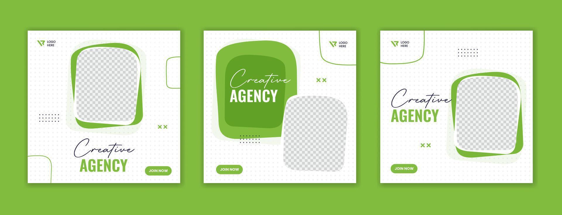 Green organic shape corporate social media post design, creative agency advertisement template vector
