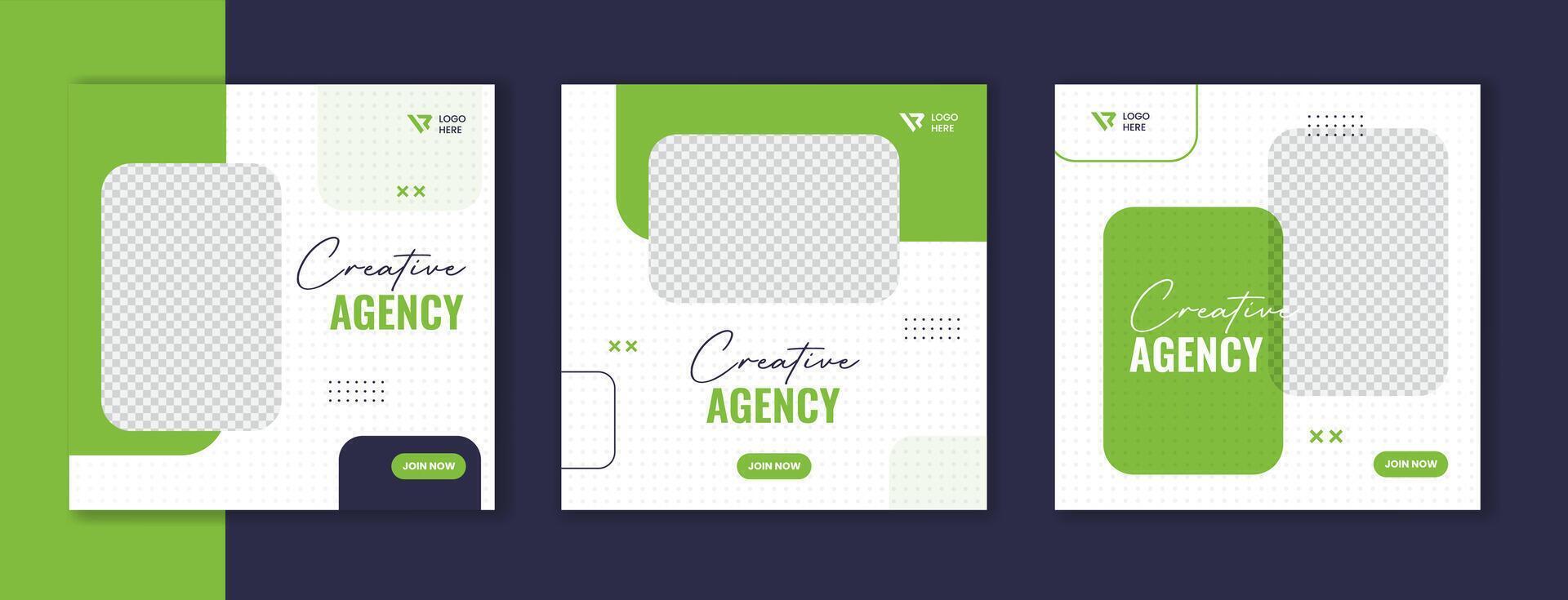 Minimal green corporate social media post design, square business digital marketing agency template vector