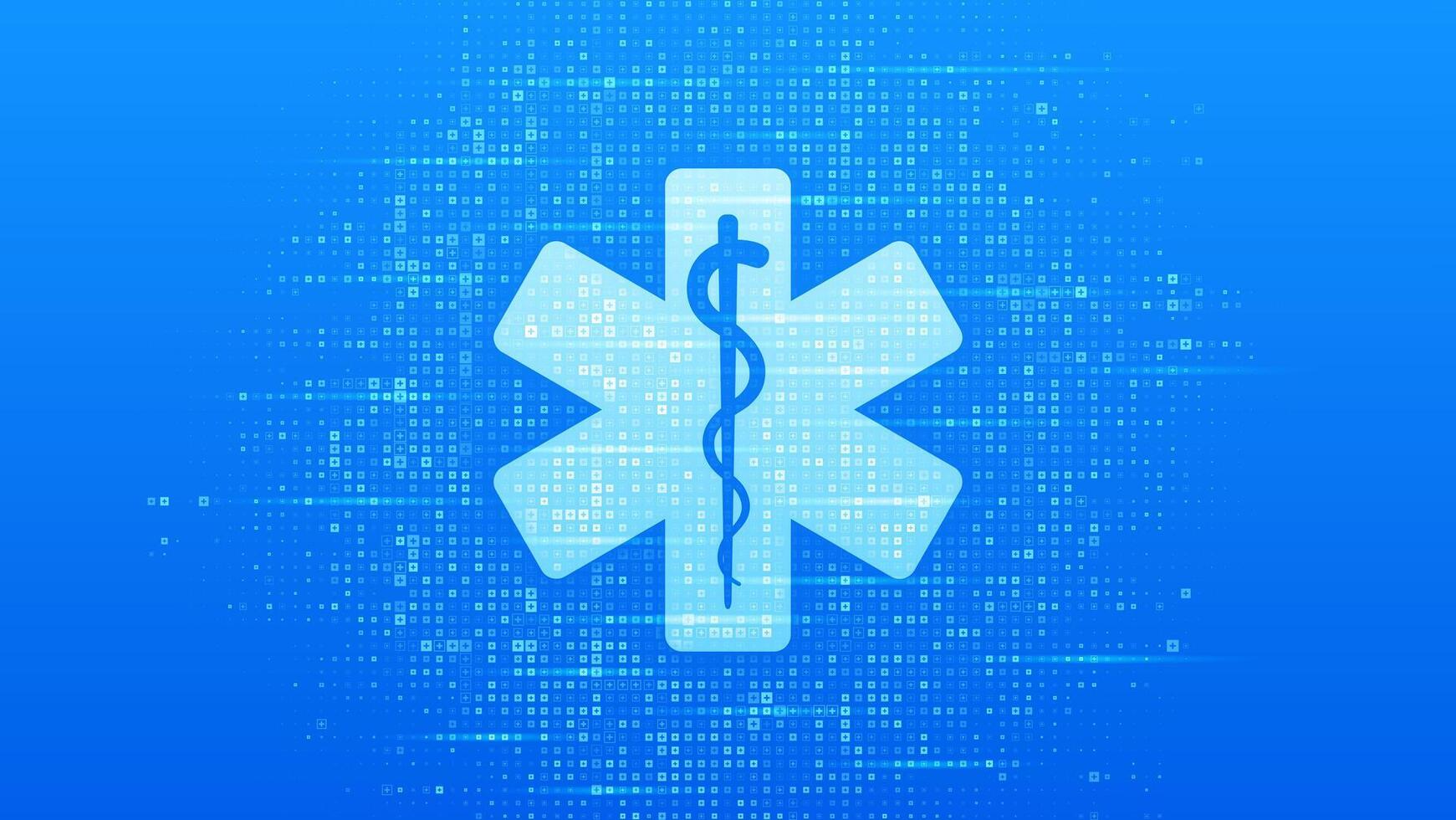 Emergency medical services icon on blue medical background made with cross shape symbol. Emergency call. Online medical support. Medicine and healthcare application. illustration. vector