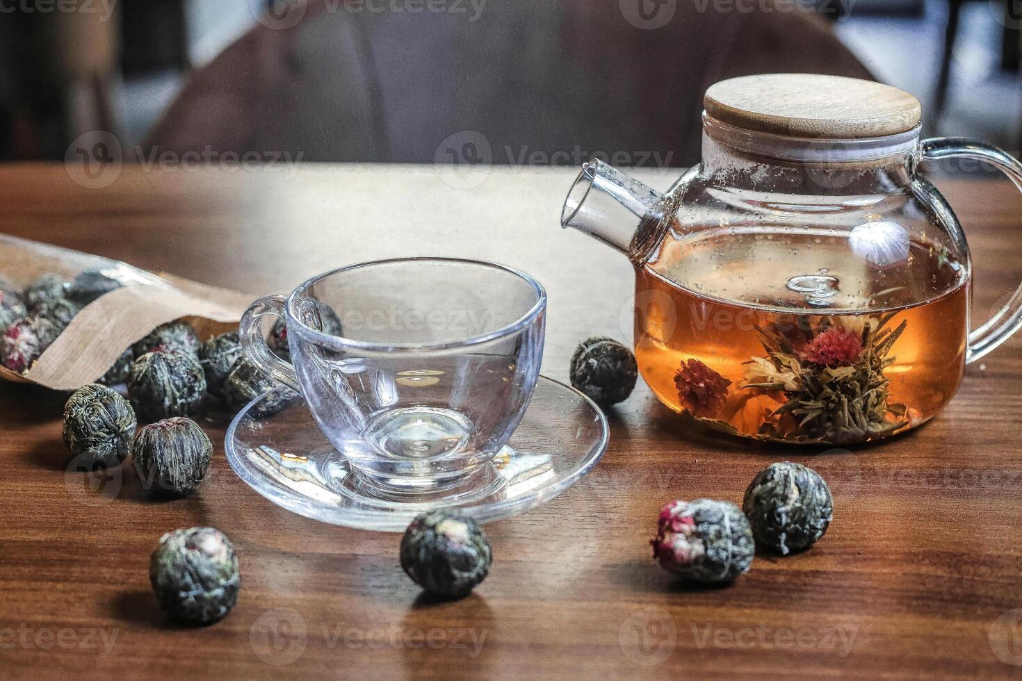 Cup of Tea With Tea Bag on Table photo