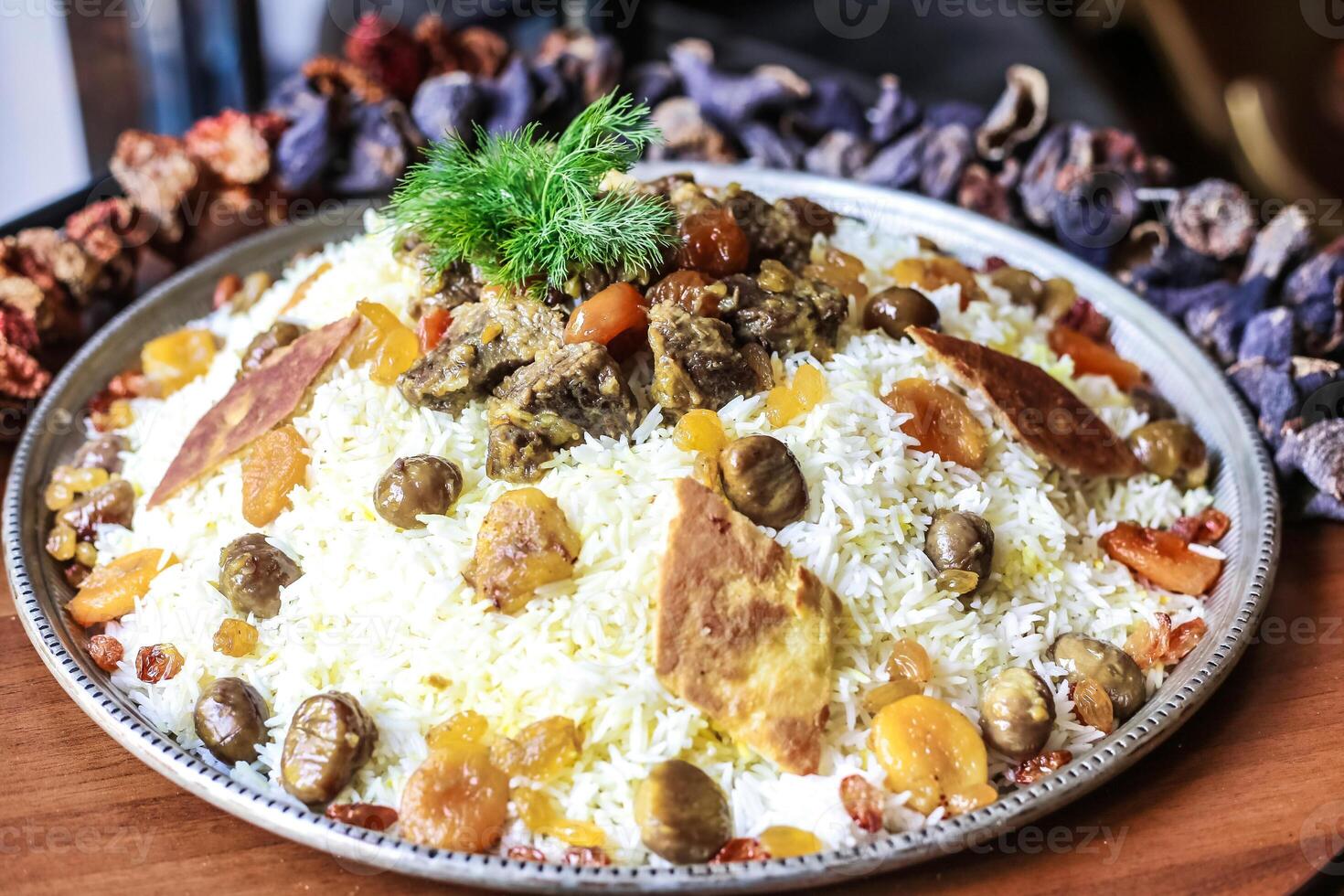 Freshly Cooked Meal on a Rustic Wooden Table photo