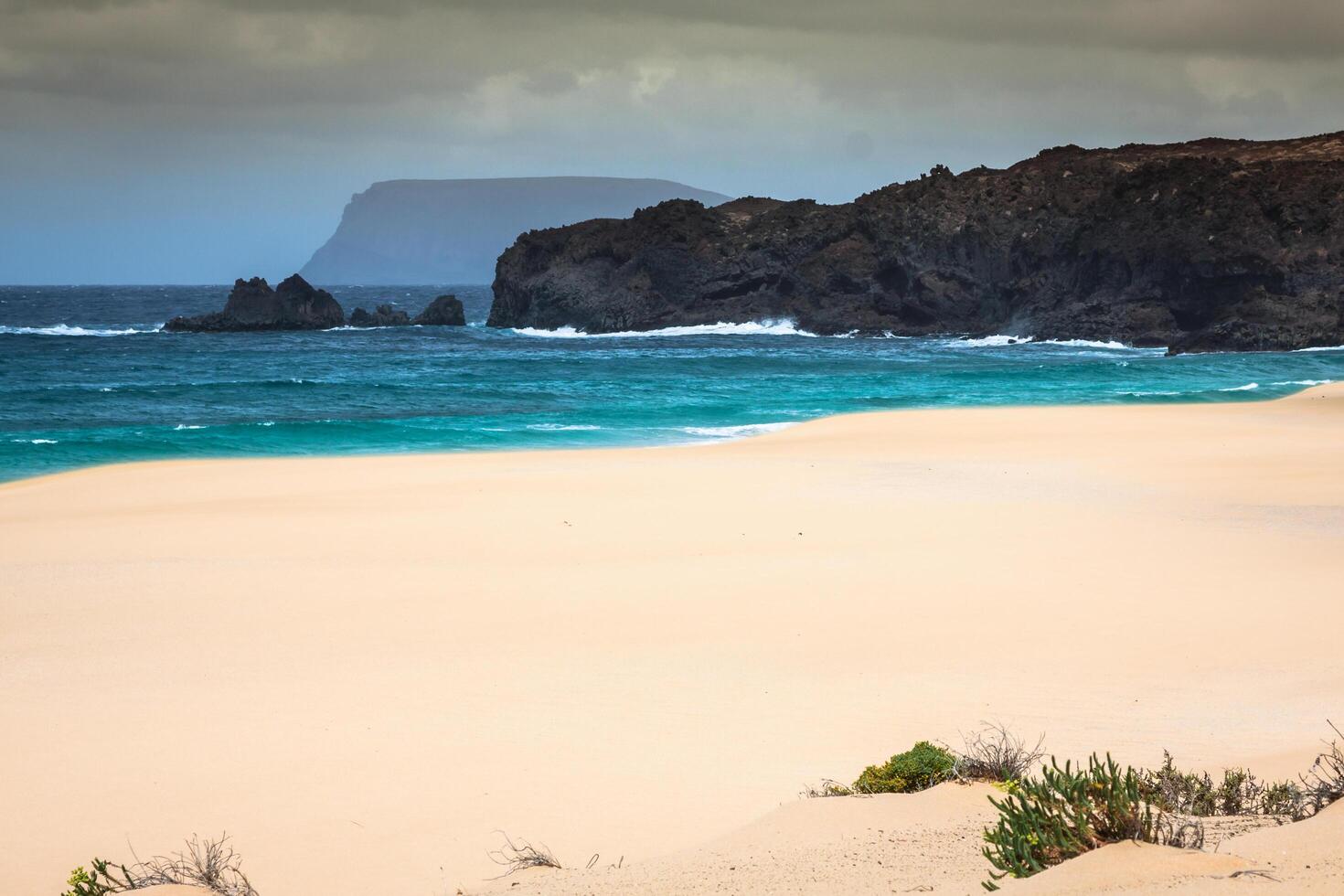 Beautiful beach las conchas,on La Graciosa, a small island near Lanzarote, Canary Islands photo