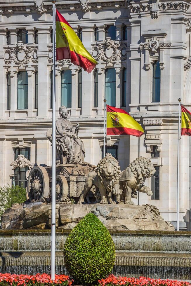 Cibeles statue Madrid fountain in Paseo de Castellana at Spain photo