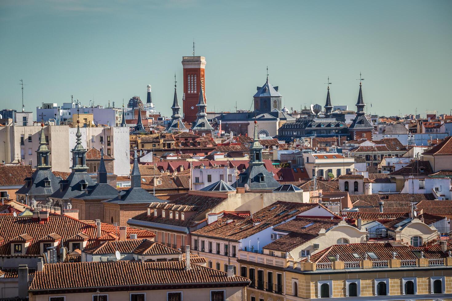 View of Madrid from Almudena Cathedral, Spain photo