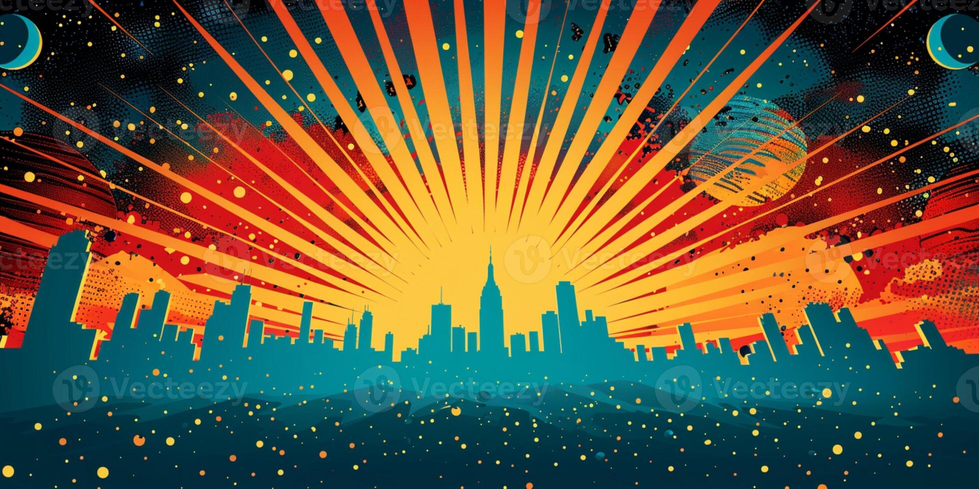 AI generated retro comic book pop art background with dots, cartoon halftone background photo