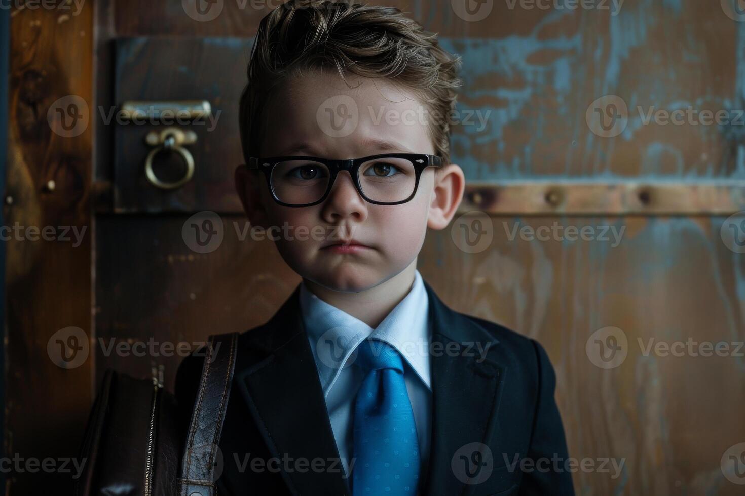 Portrait of a young boy wearing suits business concept photo