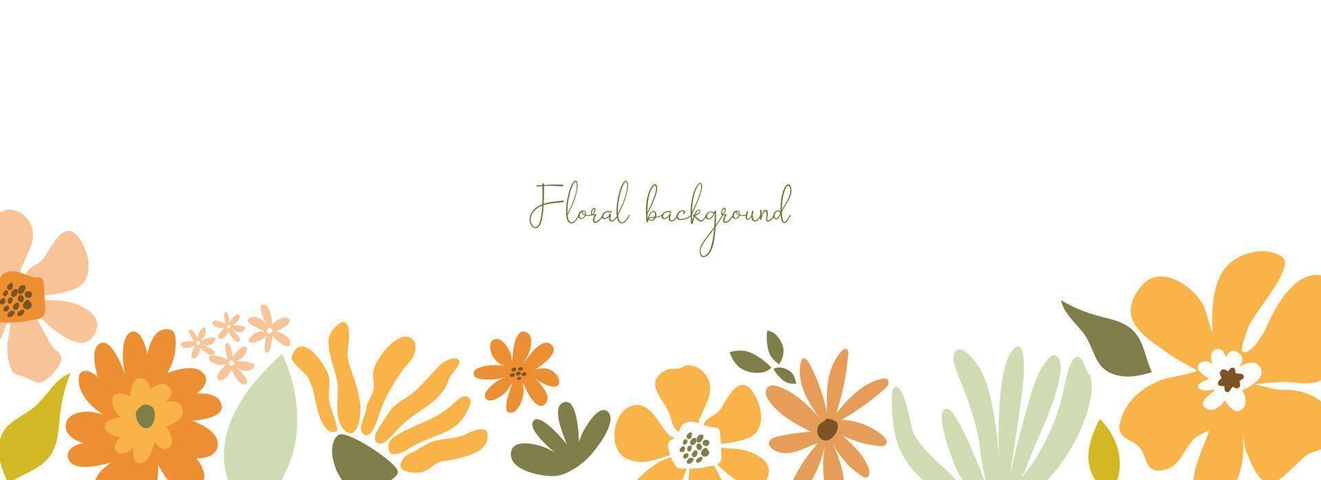 Floral background with flowers, leaves. Editable template for greeting card, poster banner, invitation, social media post, mobile apps. Hello spring. Spring sale. Summer sale vector