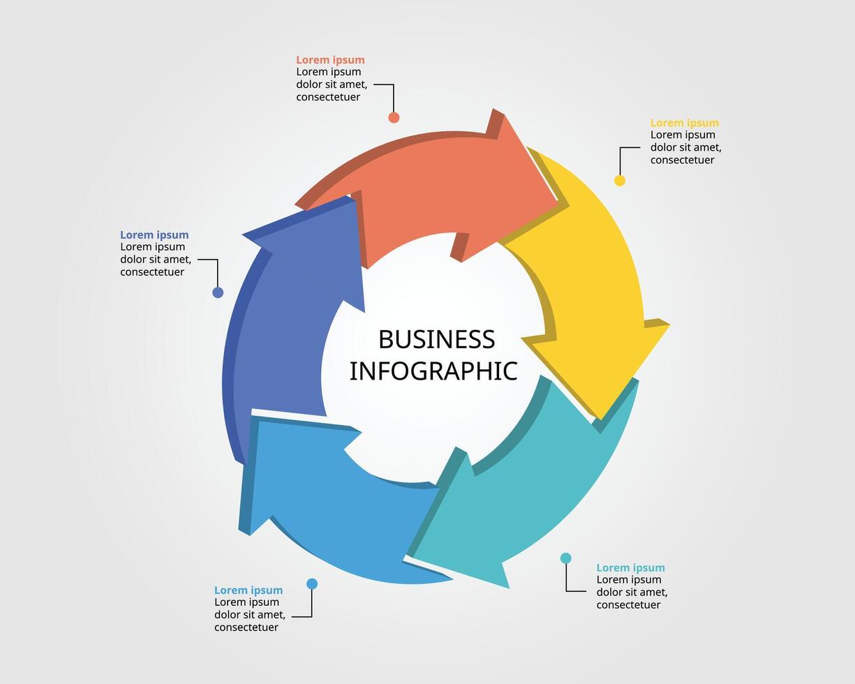 5 arrow template for infographic for presentation for 5 element vector