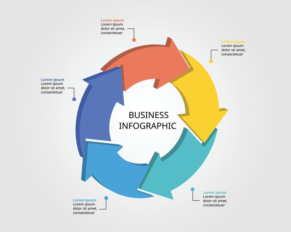 5 5 flecha modelo para infografía para presentación para 5 5 elemento vector