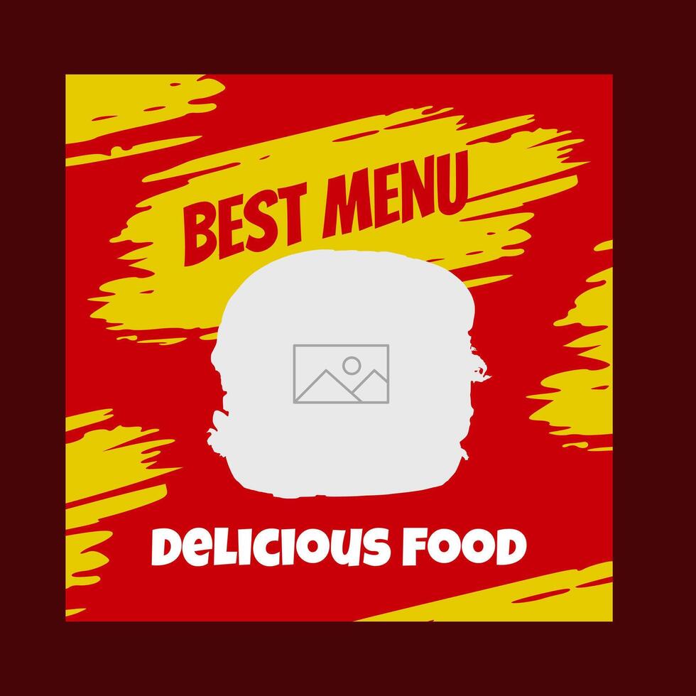 red and yellow social media post template design for food promotion vector