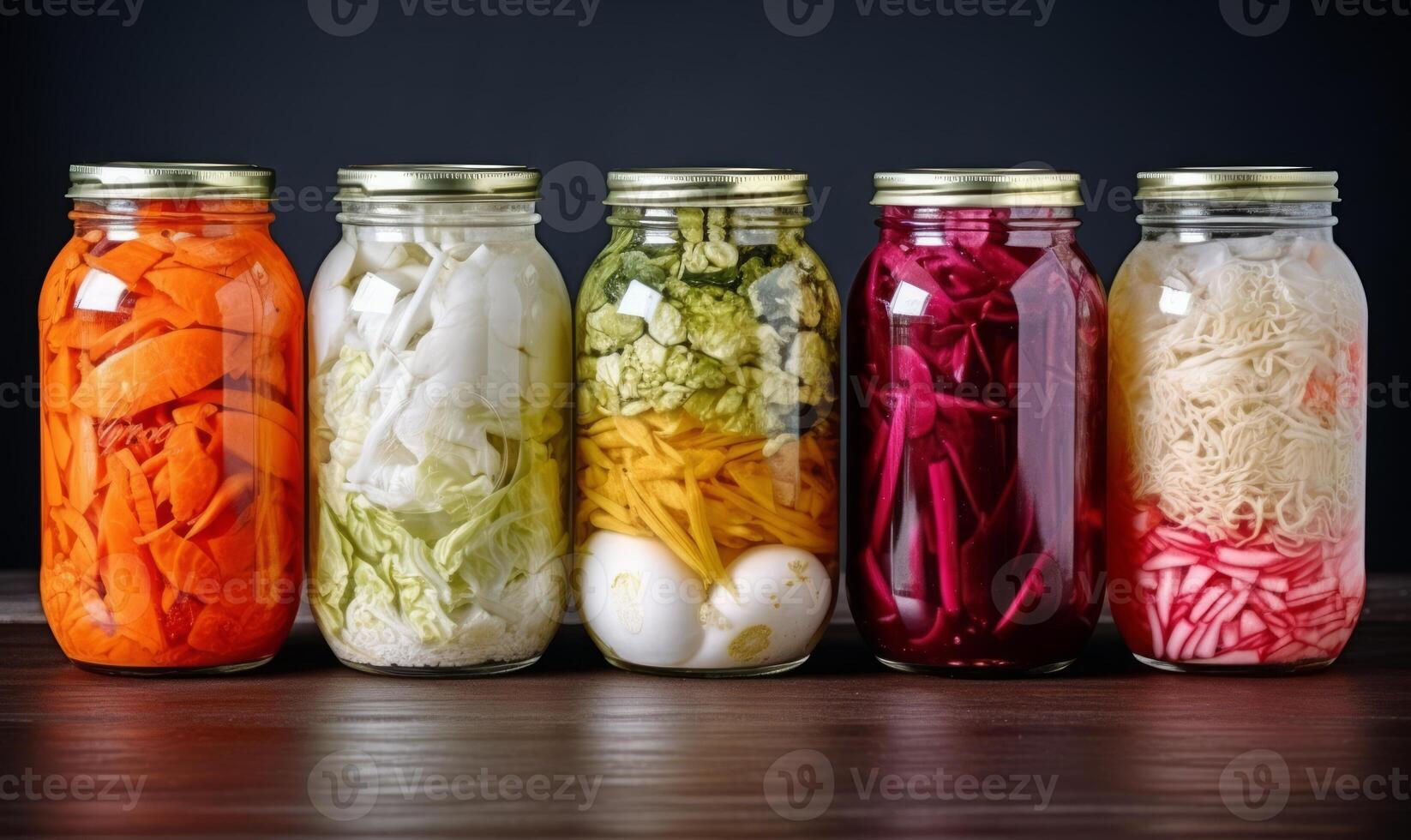 AI generated Fermented vegetables in a jar photo