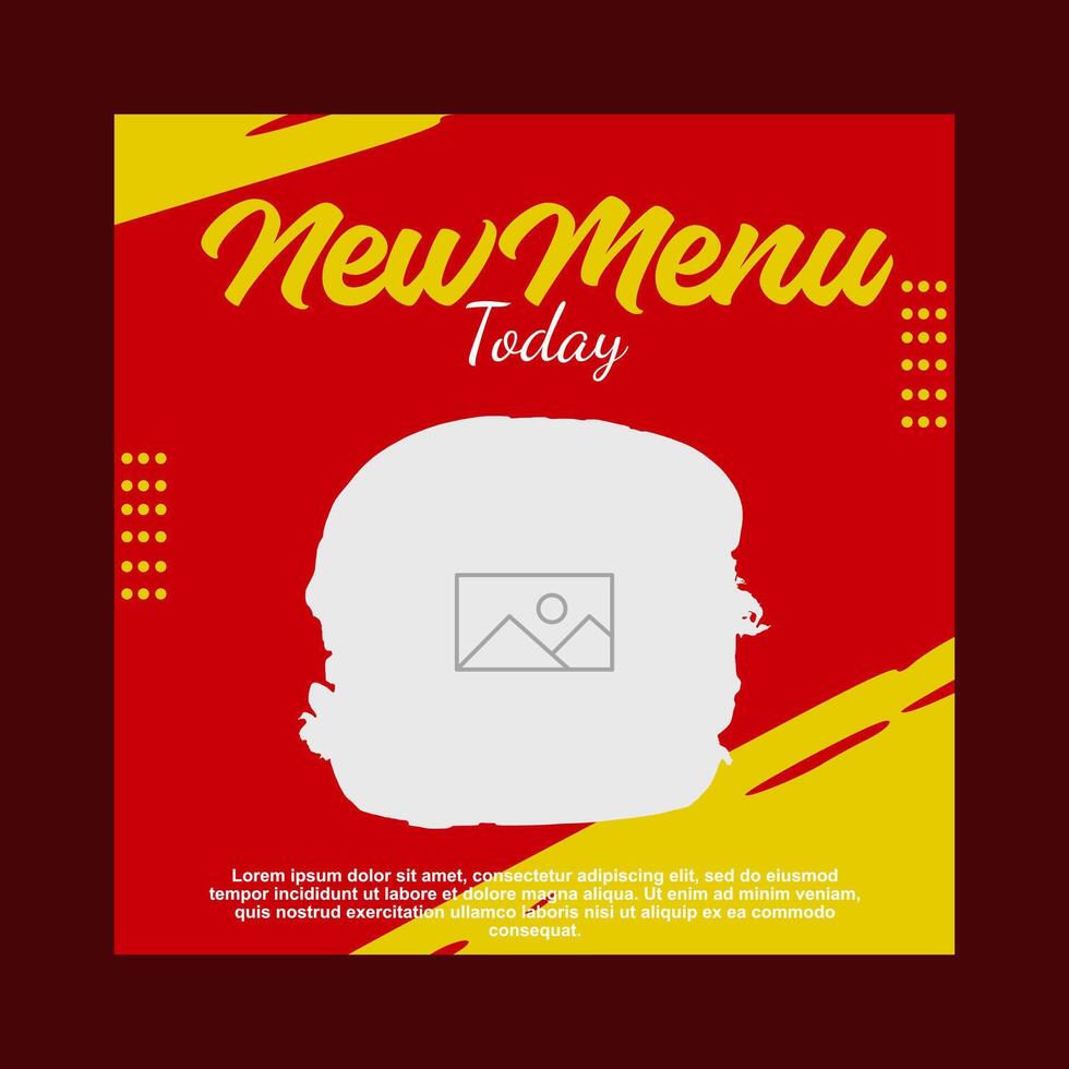 red and yellow social media post template design for food promotion vector