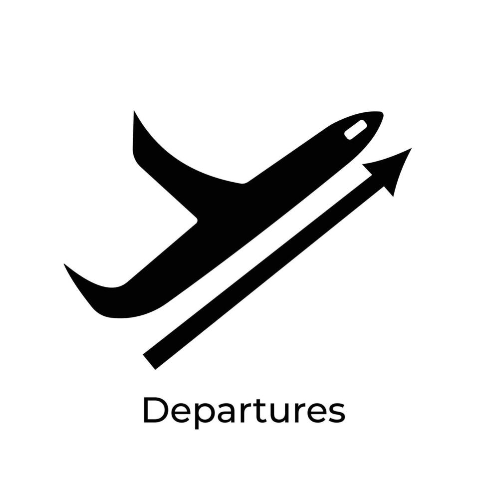 Airport plane departures sign age shadow silhouette illustration isolated on square white background. Simple flat cartoon object drawing. vector