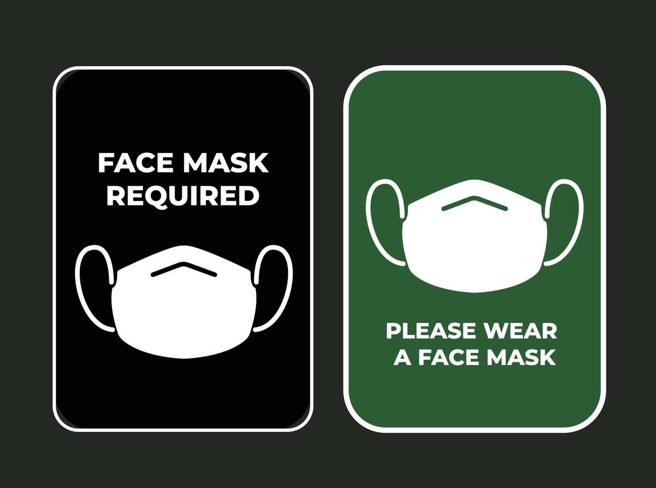Please wear a face mask and face mask required sign age hospital banner design illustration set bundle. Simple flat cartoon drawing. vector