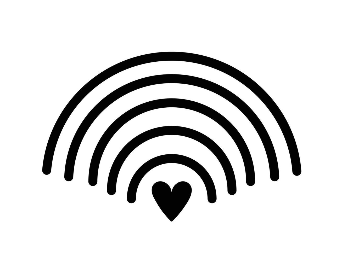 Cute Free WiFi internet connection icon symbol sign with little heart isolated on horizontal white background. Simple flat styled drawing. vector