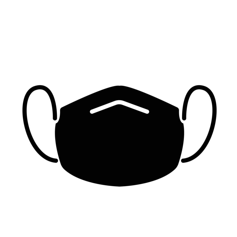 Face mask icon shadow silhouette illustration isolated on square white background. Simple flat cartoon drawing. vector