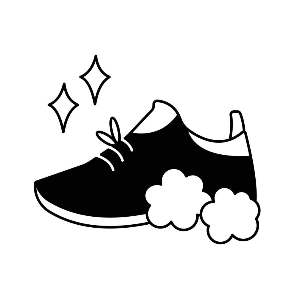 limpiar lavado zapato icono dibujo ilustración aislado en cuadrado blanco antecedentes. sencillo plano firmar dibujo para huellas dactilares. vector