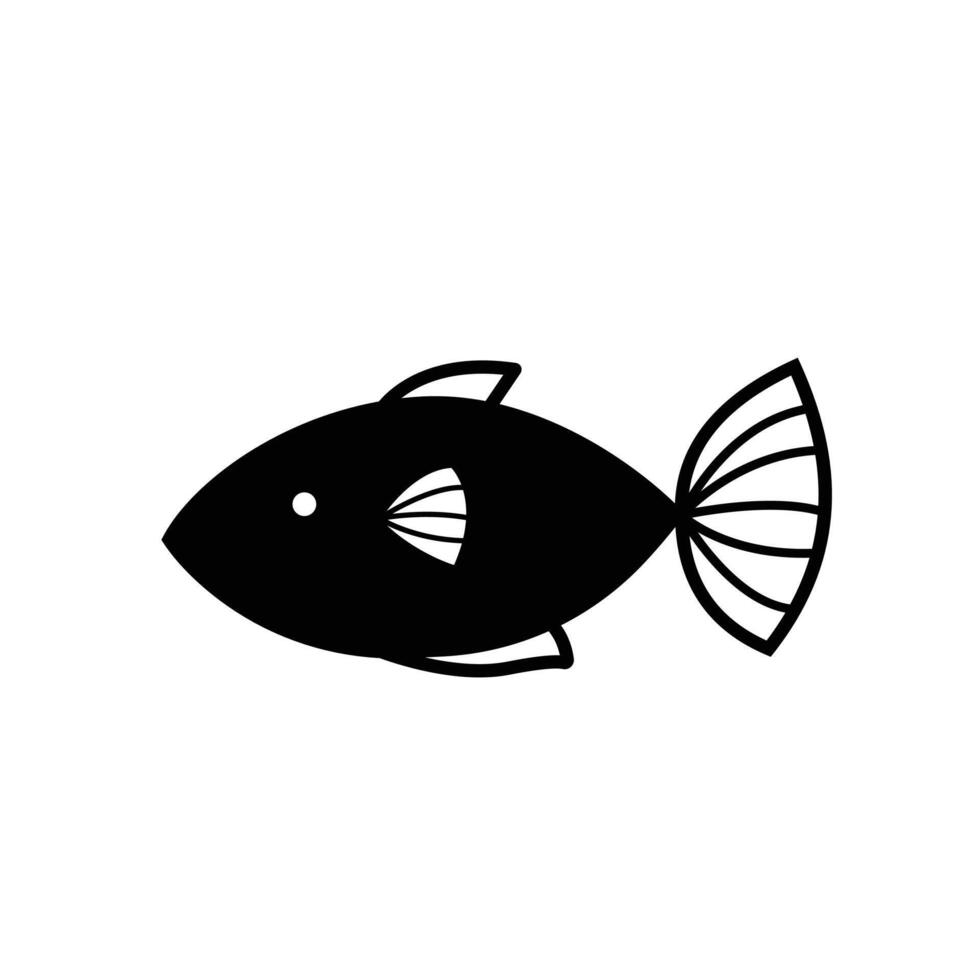 pescado desde lado ver icono silueta ilustración aislado en cuadrado blanco antecedentes. sencillo plano dibujos animados estilizado dibujo. vector