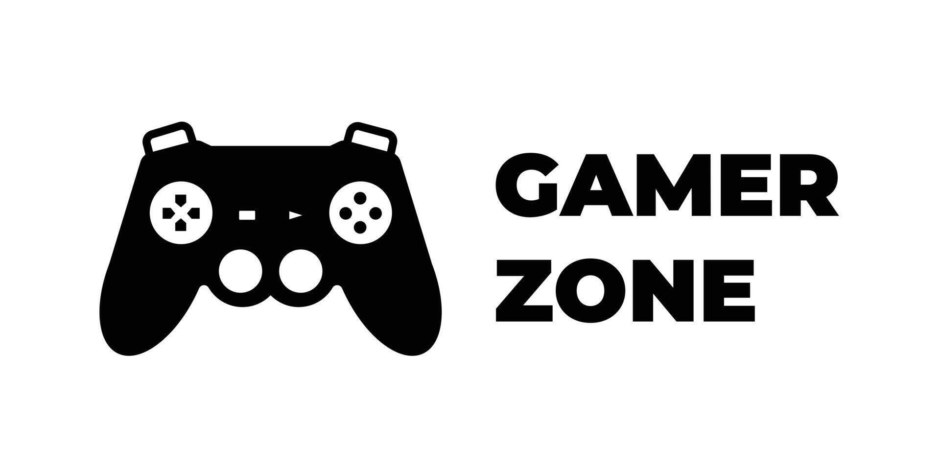 Gamer zone black sign age icon illustration isolated on horizontal white background. Simple flat sign drawing for prints. vector