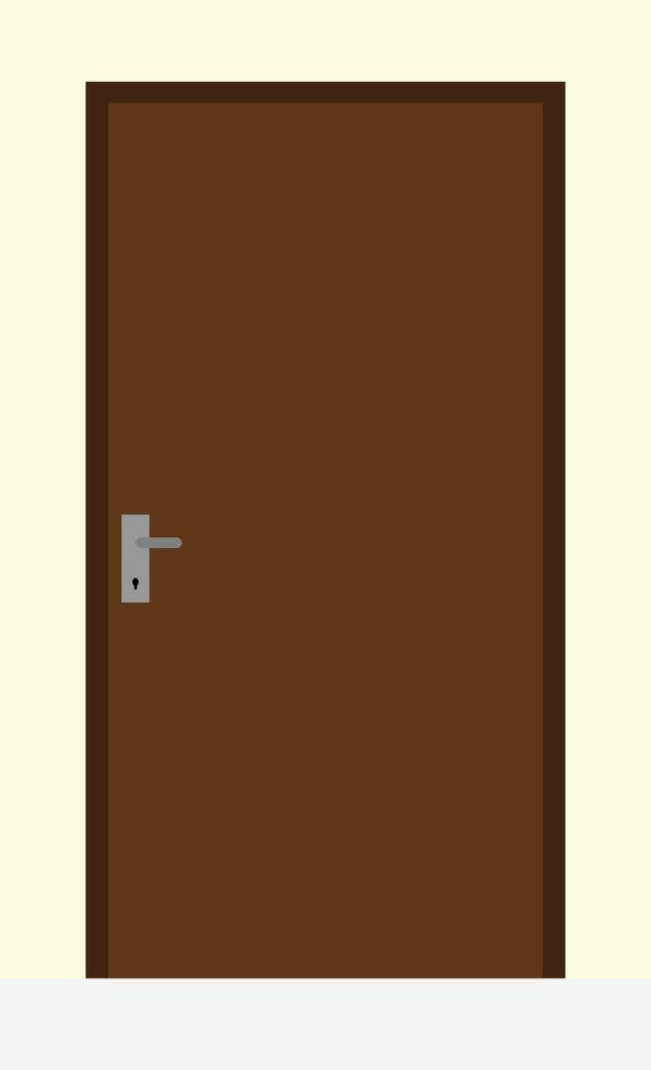 A simple wooden door, wood door, light yellow wall and light gray ground, door illustration, suitable for interior design and architecture, good for educational content and posters and signs vector