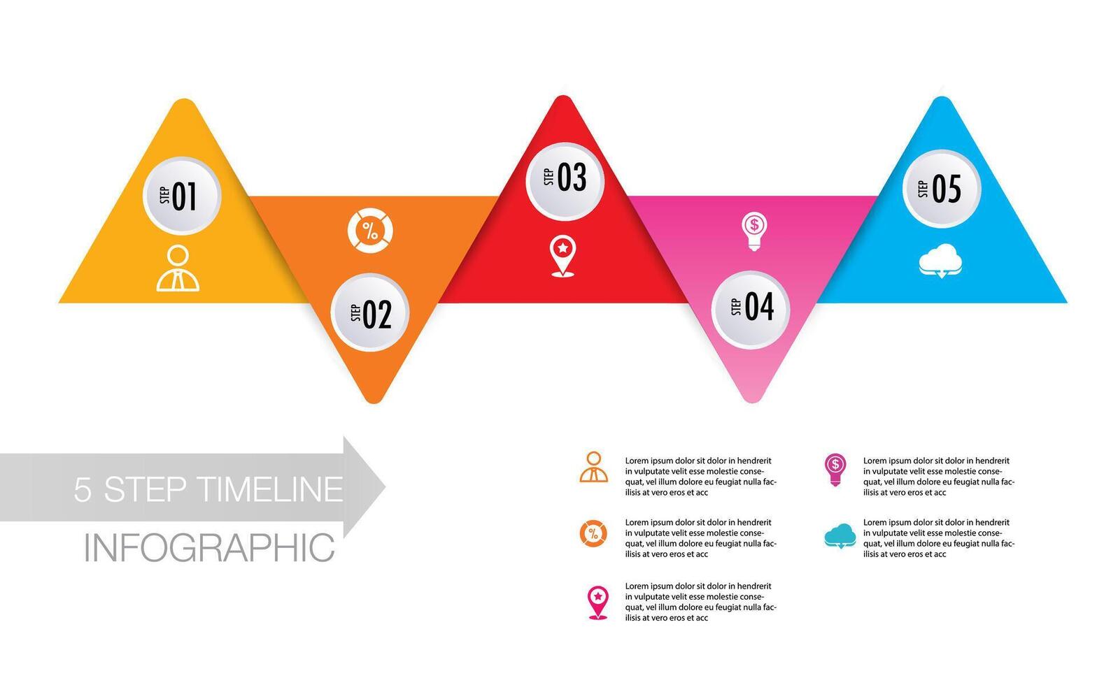 infographic template 5 step for business direction vector