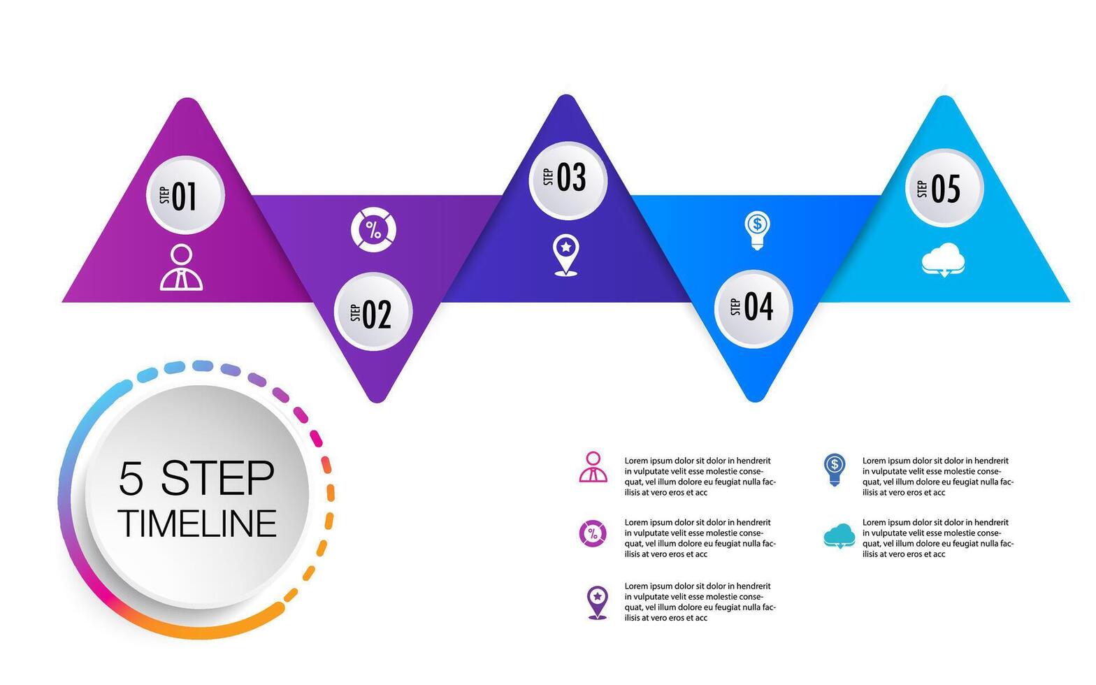 infographic template 5 step for business direction vector