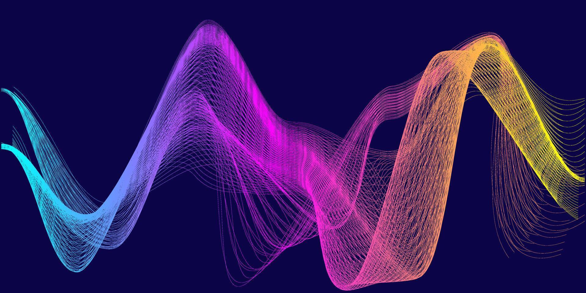 vistoso ola líneas en un oscuro antecedentes vector