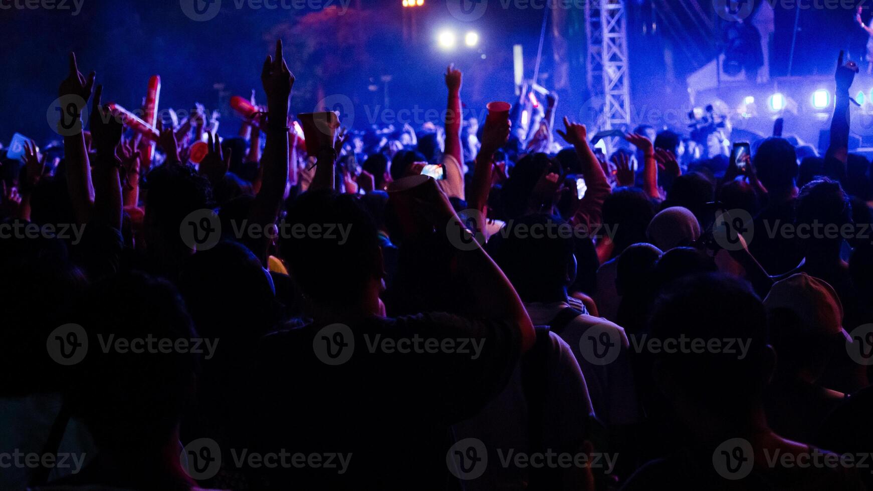 Group of people having fun at music concert photo