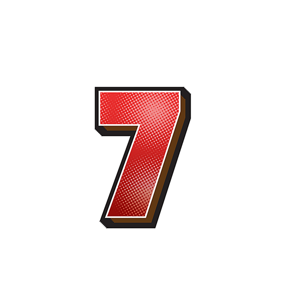 Red Cartoon Number 7 Sticker png