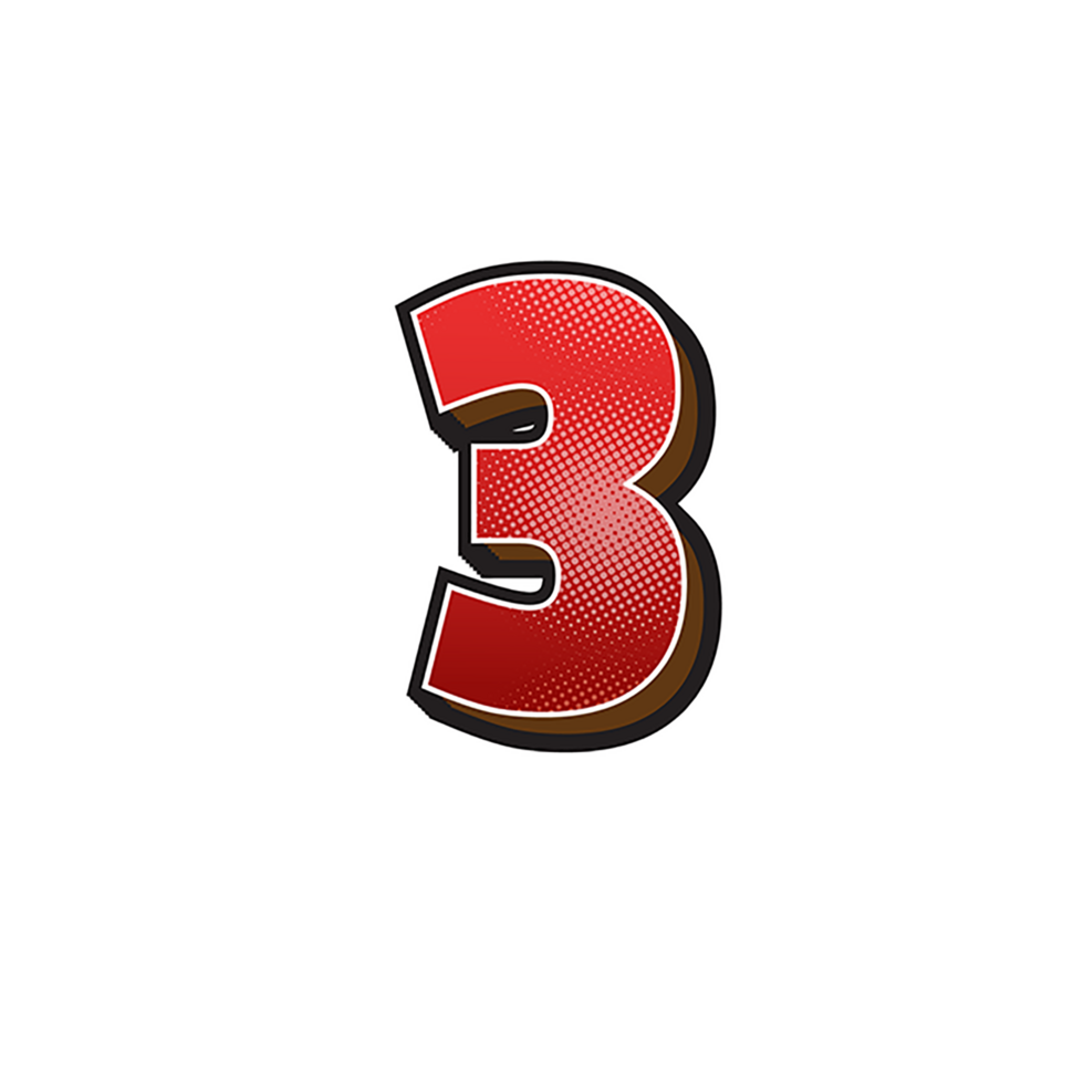 Red Cartoon Number 3 Sticker png