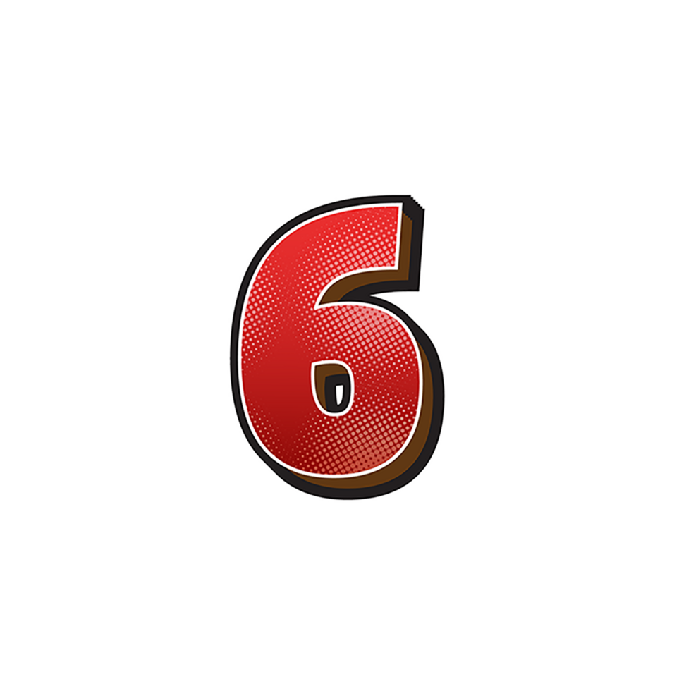 Red Cartoon Number 6 Sticker png