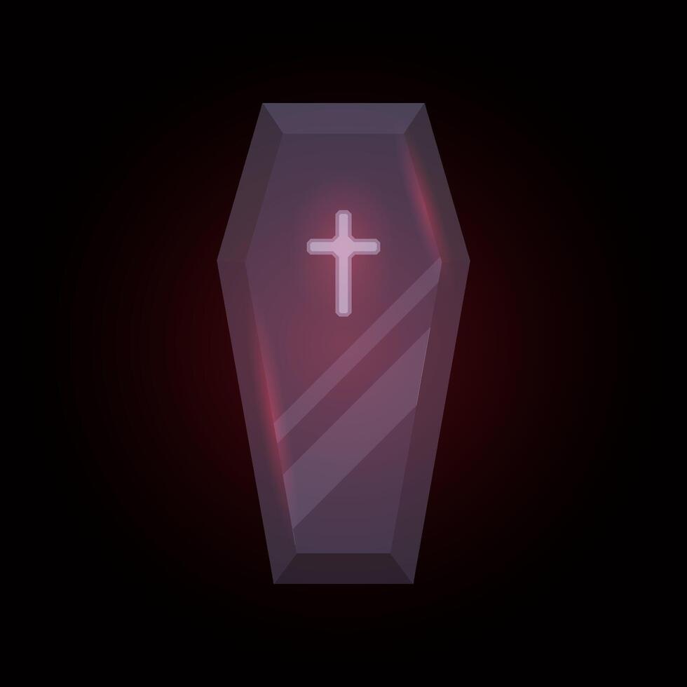 A vampire-themed coffin with a crucifix. vector