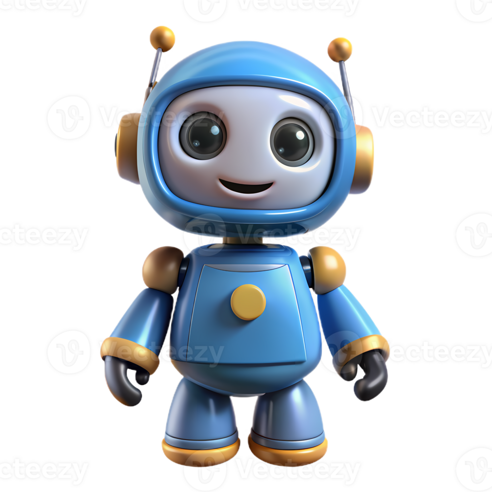 linda 3d robot, simpático androide personaje para tecnología marca, niños educación, ai concepto, digital mascota diseño, juguetón futurista compañero png