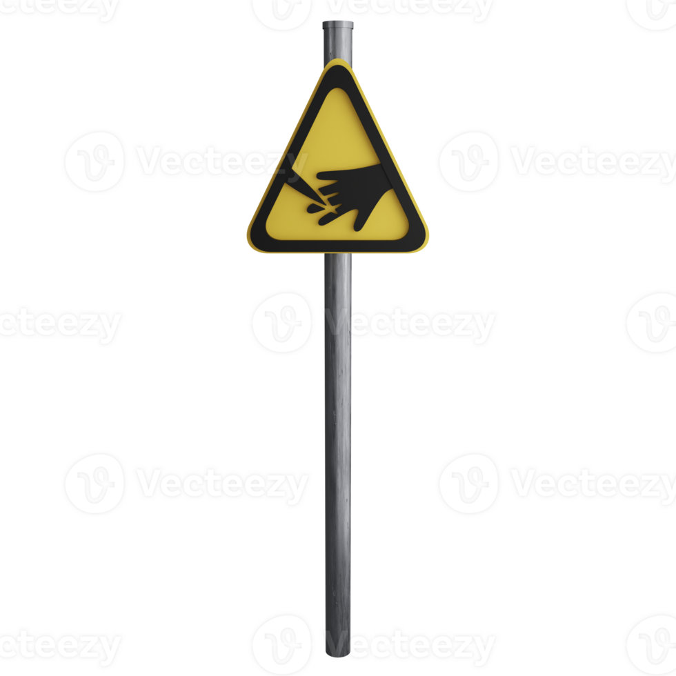 il faut se méfier tranchant éléments signe sur le route clipart plat conception icône isolé sur transparent arrière-plan, 3d rendre route signe et circulation signe concept png