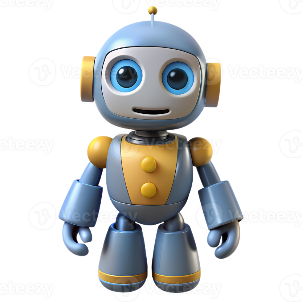Charming 3d robot character, ideal for kids' education, tech engagement, and creative media png