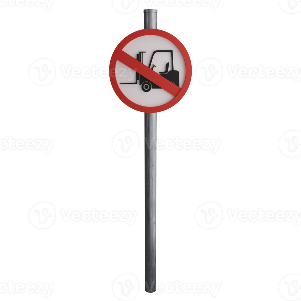 No forklift sign on the road clipart flat design icon isolated on transparent background, 3D render road sign and traffic sign concept png