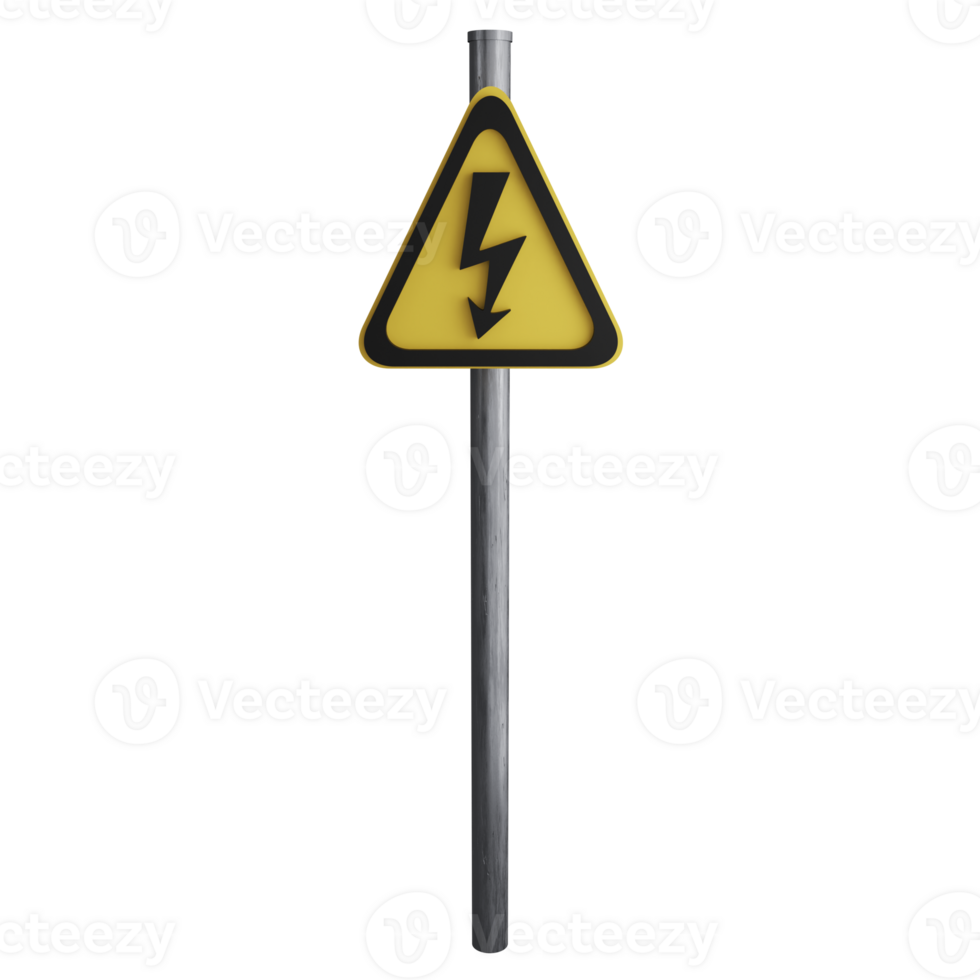 il faut se méfier haute Tension signe sur le route clipart plat conception icône isolé sur transparent arrière-plan, 3d rendre route signe et circulation signe concept png