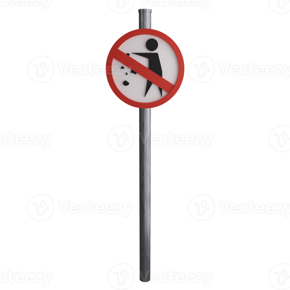 faire ne pas litière signe sur le route clipart plat conception icône isolé sur transparent arrière-plan, 3d rendre route signe et circulation signe concept png