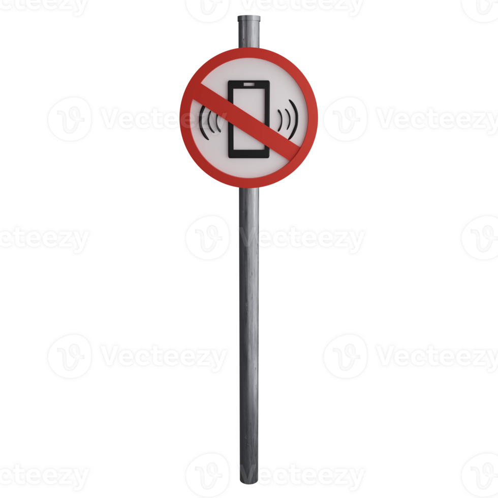No phone sign on the road clipart flat design icon isolated on transparent background, 3D render road sign and traffic sign concept png