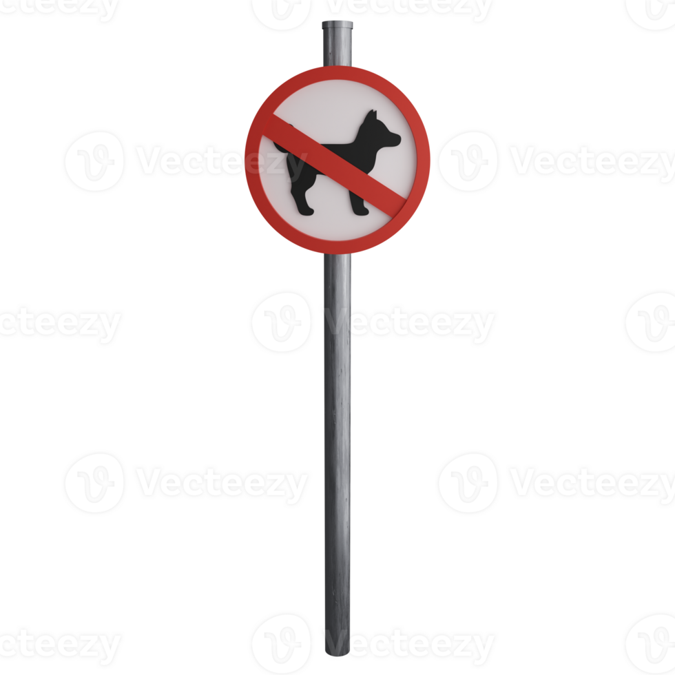 No pet or no dog sign on the road clipart flat design icon isolated on transparent background, 3D render road sign and traffic sign concept png