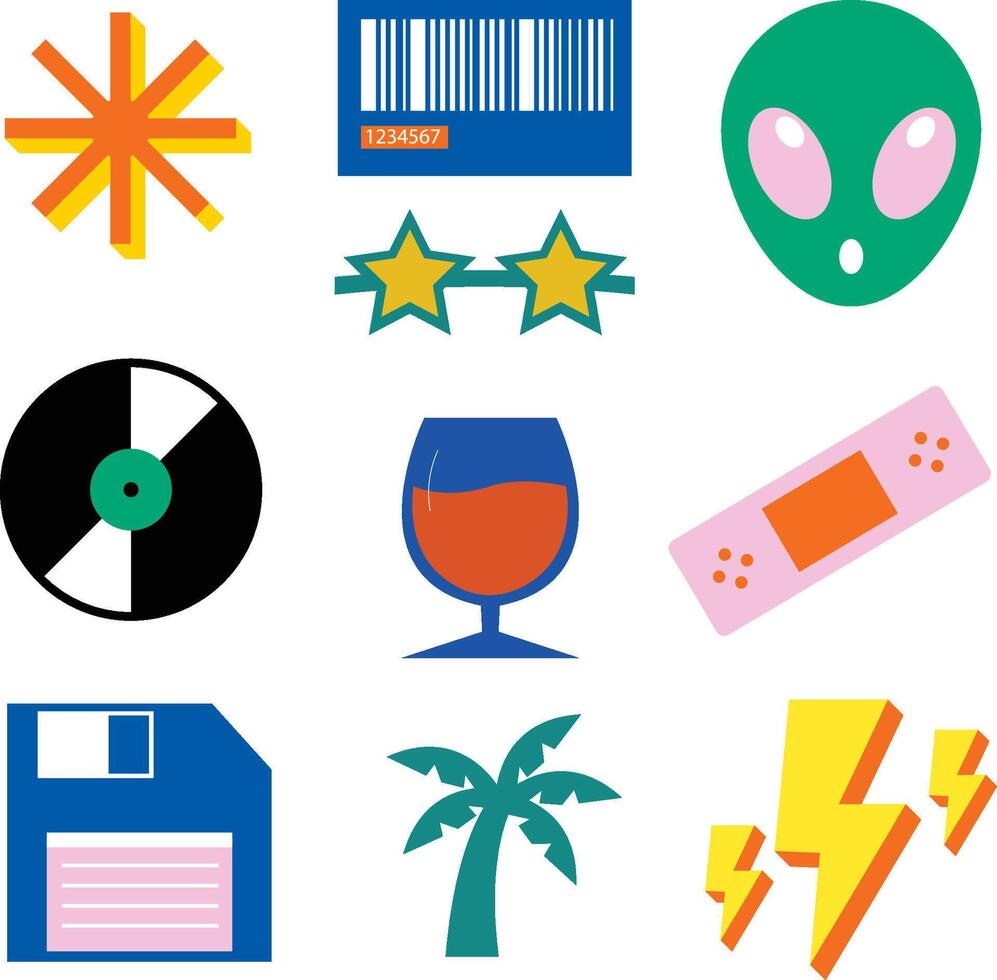 10 Retro Sticker vector