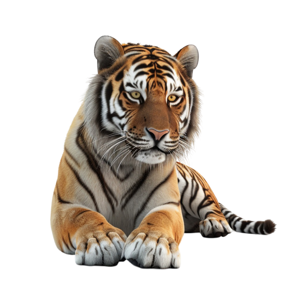 generiert ai Porträt von ein Tiger Tier Sitzung entspannt isoliert auf transparent Hintergrund png