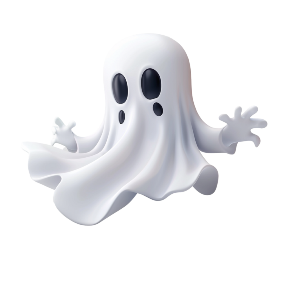 Generated AI Halloween white ghost 3d icon isolated on transparent background png