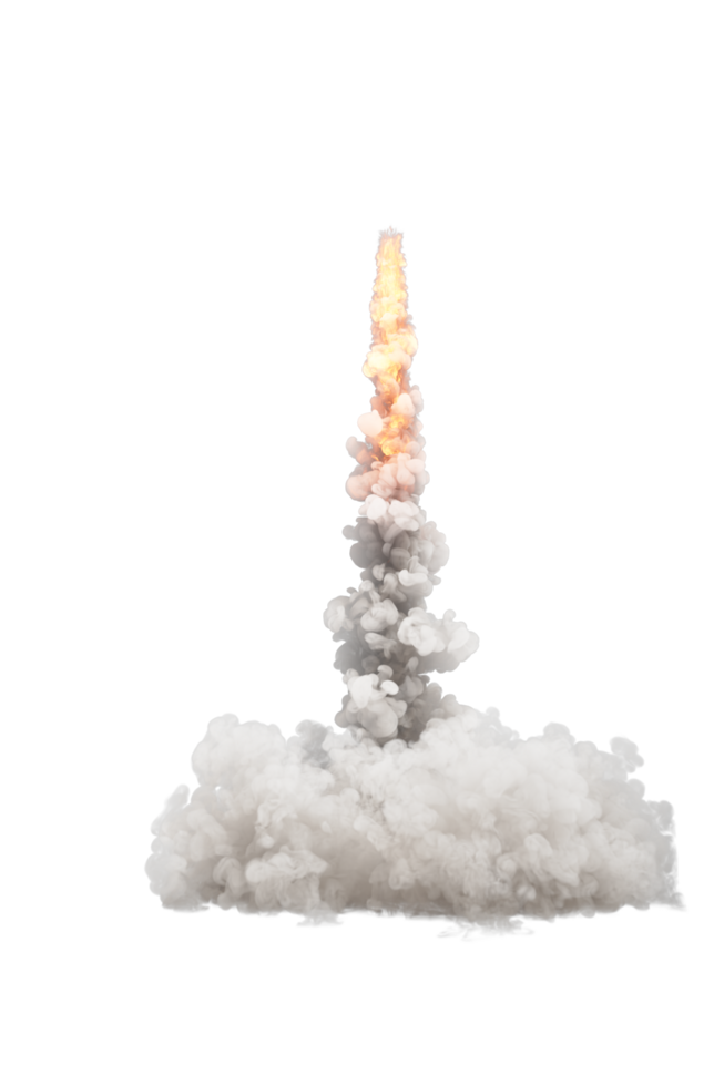 Smoke of rocket launch on transparent background png