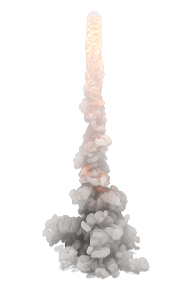 Smoke of rocket launch on transparent background png