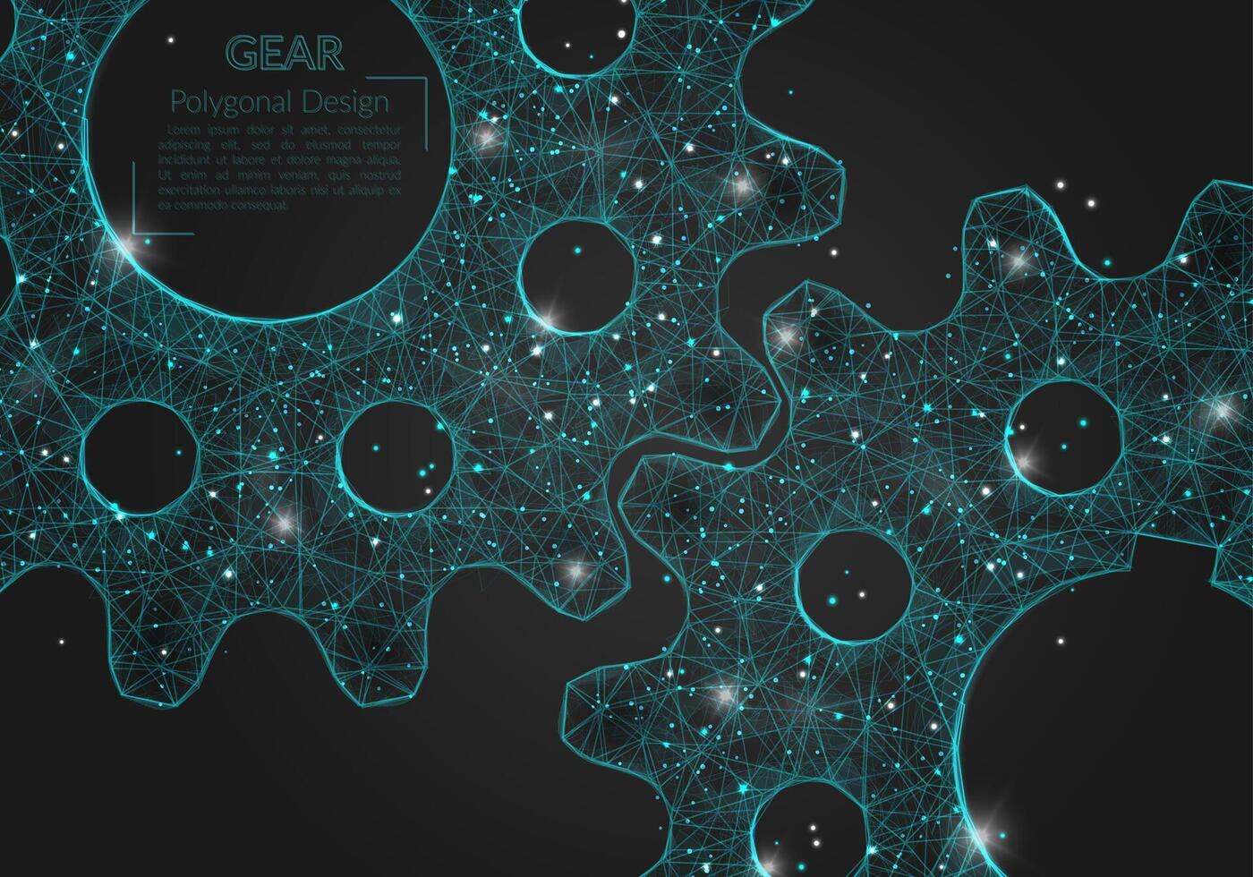 Abstract isolated blue image of a gear. Polygonal illustration looks like stars in the blask night sky in spase or flying glass shards. Digital design for website, web, internet vector