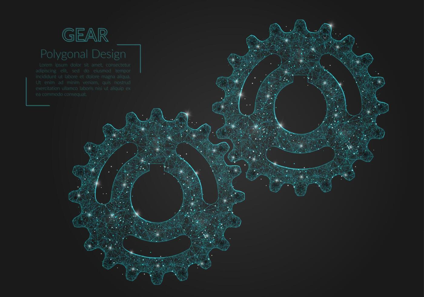 Abstract isolated blue image of a gear. Polygonal illustration looks like stars in the blask night sky in spase or flying glass shards. Digital design for website, web, internet vector