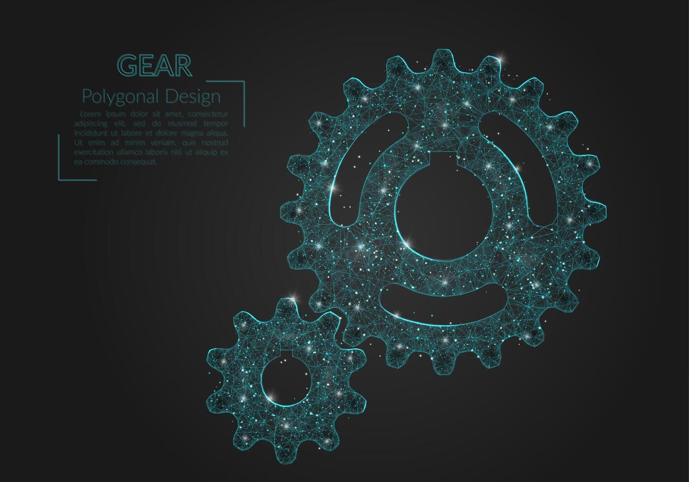 Abstract isolated blue image of a gear. Polygonal illustration looks like stars in the blask night sky in spase or flying glass shards. Digital design for website, web, internet vector