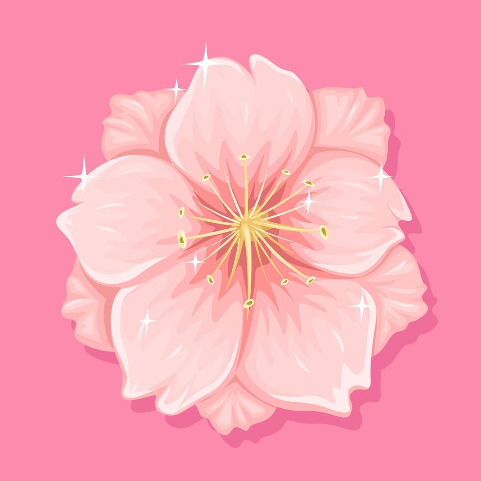 Cereza rosado florecer, sakura flor ilustración vector